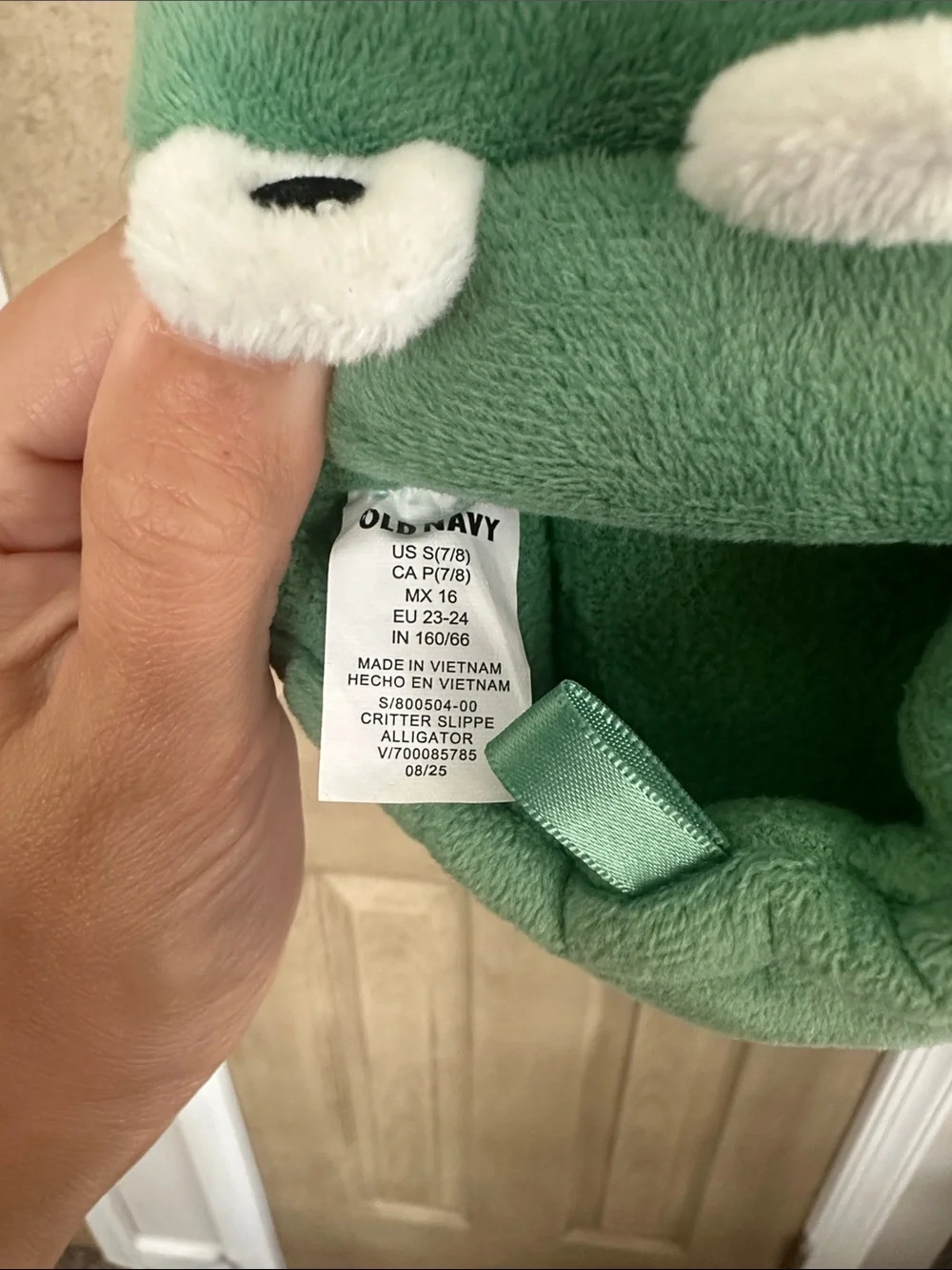Old Navy Green Crocodile Plush Kids Slippers